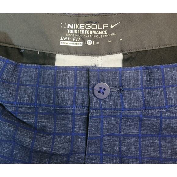 Nike Men’s Dri-Fit Golf Shorts Blue Check Tour Performance Size 32 EUC - Picture 4 of 8